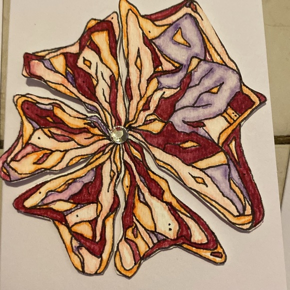 4 Pack of Original Blank Art Cards Each w a Unique Watercolour Flower Cutouts - Picture 3 of 7